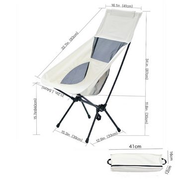yozhiqu Klappstuhl Mondstuhl für draußen, tragbarer Klappstuhl für den Freizeitbereich, Atmungsaktiv, leicht, hohe Rückenlehne, für Angeln, Strand, Camping