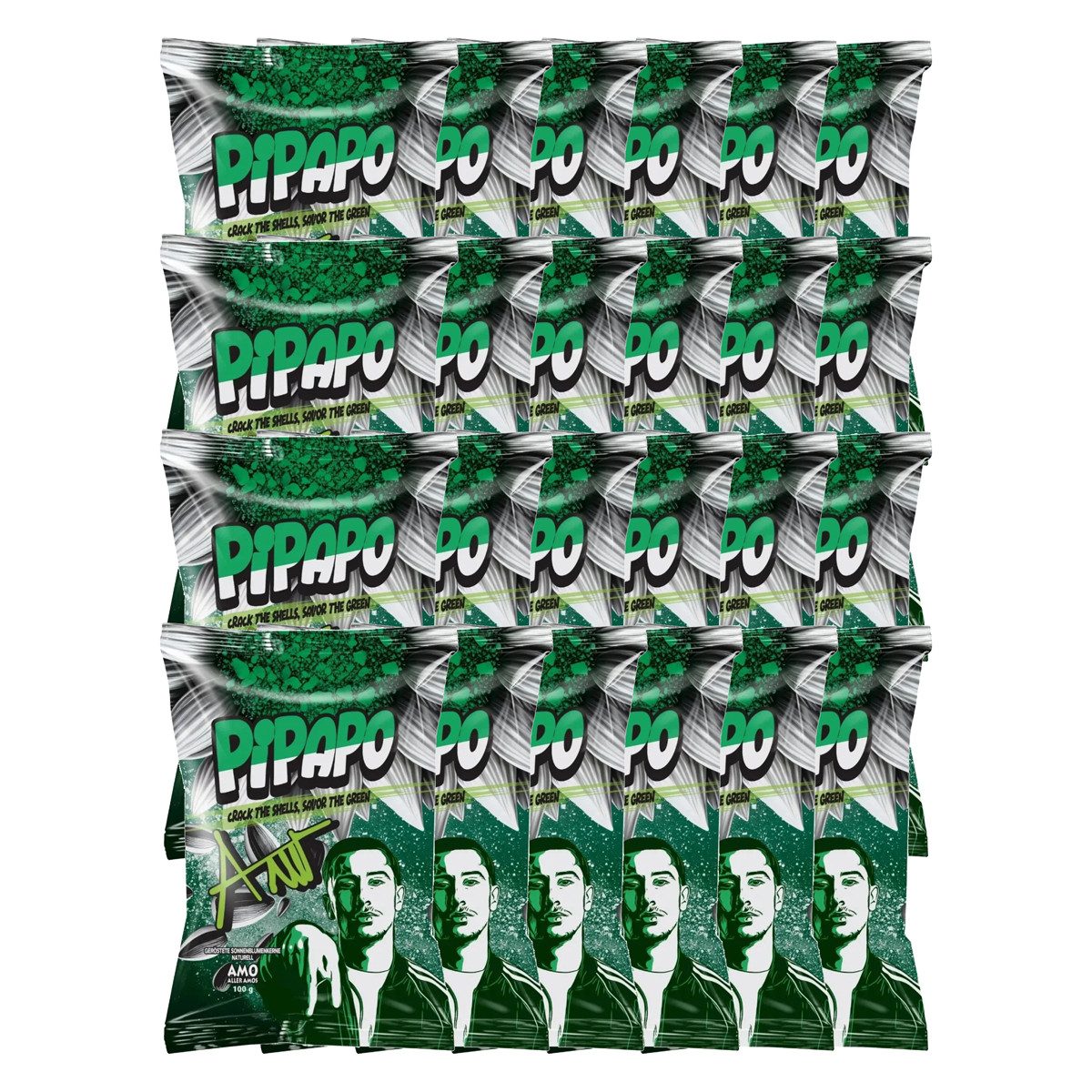 PIPAPO Knabberei, Pipapo AMO Geröstete Sonnenblumenkerne Neutral grün 100g 24er Pack