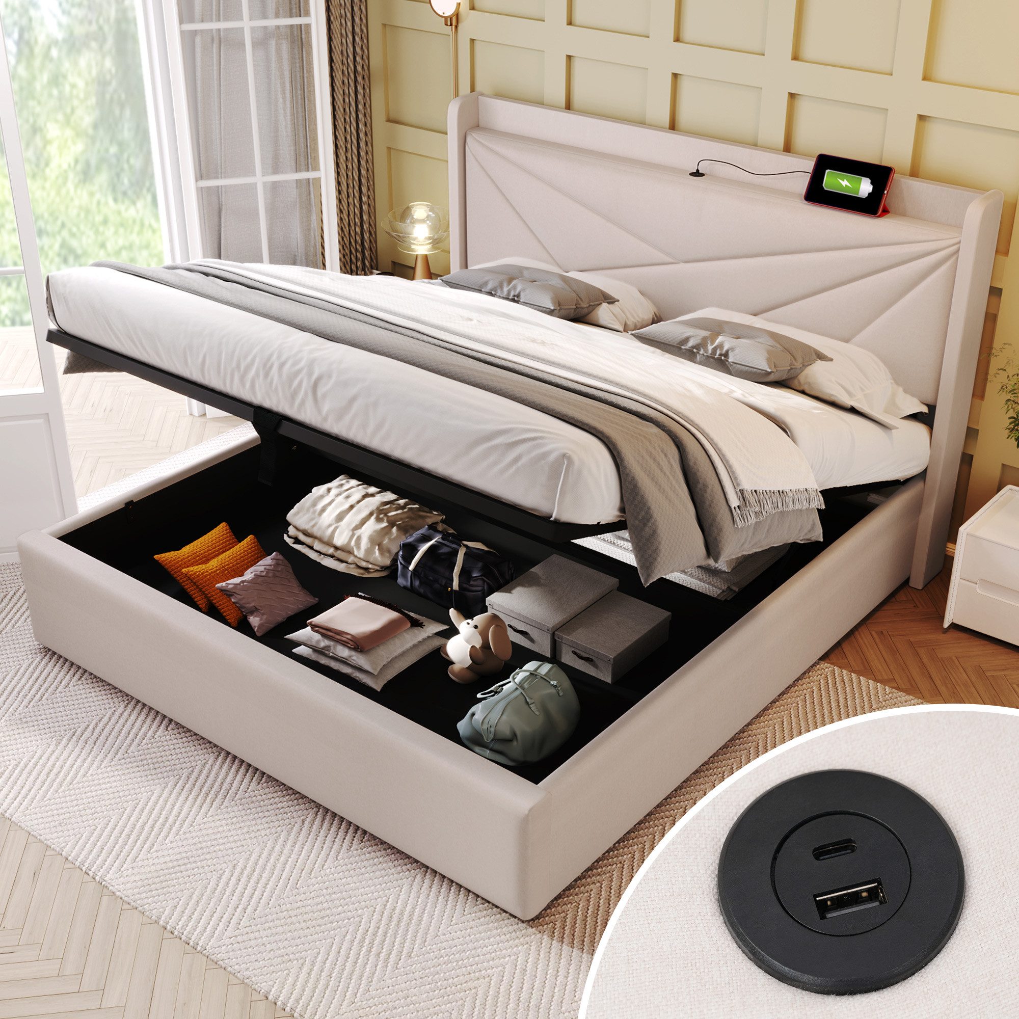 STILVORA Polsterbett 180x200 Stauraumbett Jugendbett mit günstig online kaufen