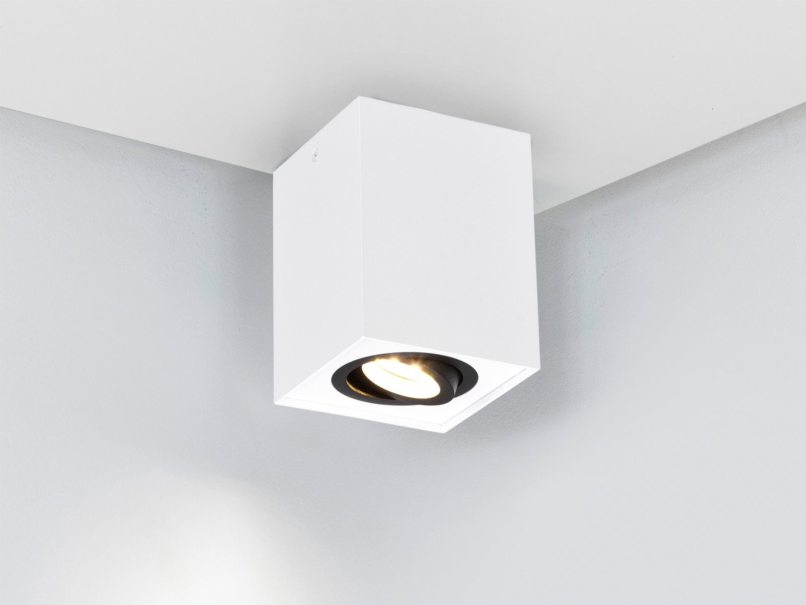 TRIO Leuchten LED Deckenstrahler, Dimmfunktion, LED wechselbar, Warmweiß, kleiner Aufbau-Spot Aufputz Strahler innen, Treppenhaus, Weiß-Schwarz