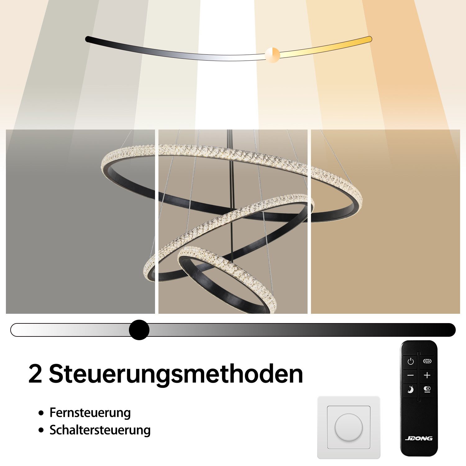 JDONG Pendelleuchte Kristall Hängeleuchte 54W Dimmbar günstig online kaufen