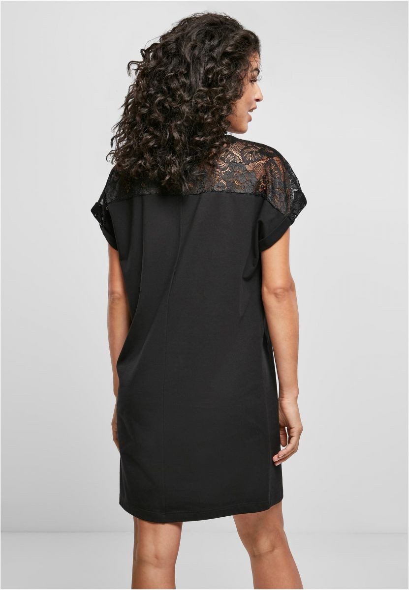 URBAN CLASSICS Sweatkleid Ladies Lace Tee Dress XS bis 5XL