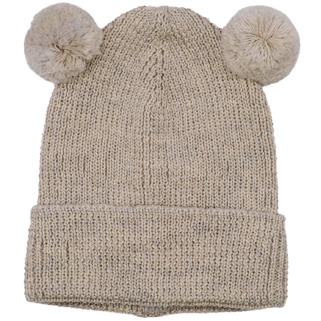 Blätterschming Beanie Mütze 100% Merinowolle mit Teddyohren für Babys (1-St) Mit dekorativen Teddyohren