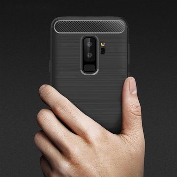 CoolGadget Handyhülle Carbon Handy Hülle für Samsung Galaxy S9 5,8 Zoll, robuste Telefonhülle Case Schutzhülle für Samsung S9 Hülle