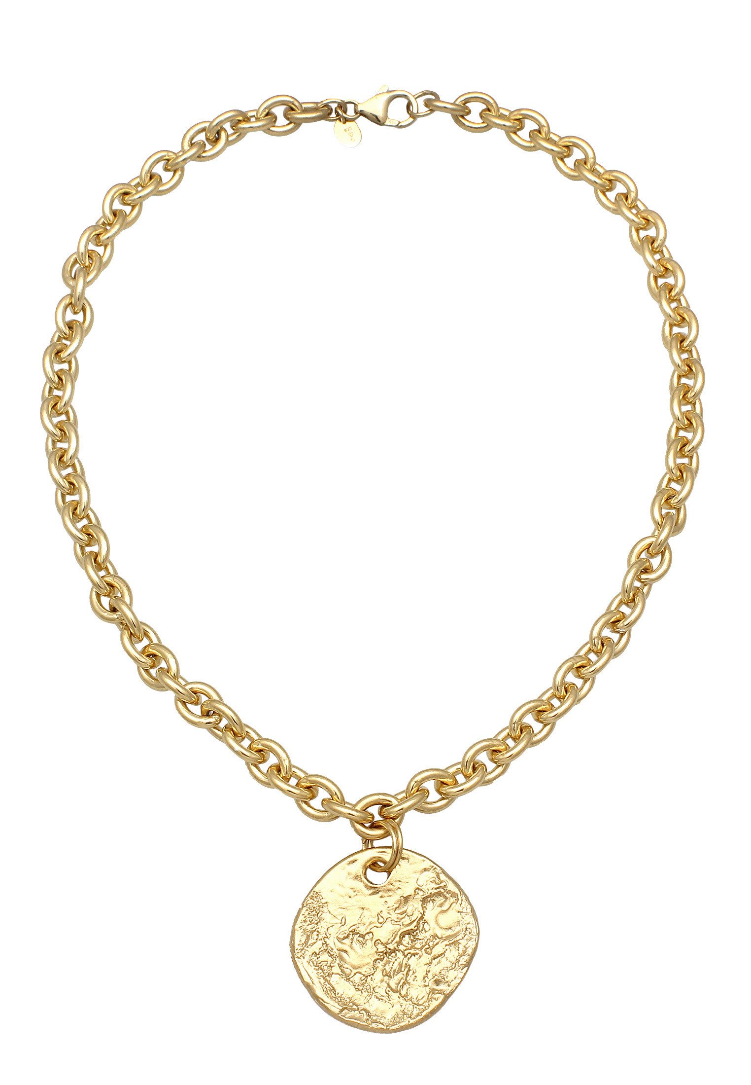 Elli Premium Kette mit Anhänger Plättchen Gliederkette 925 Sterling Silber günstig online kaufen