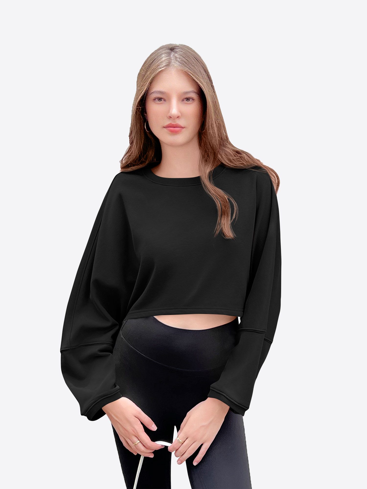 Imily Bela T-Shirt Damen Langärmliges Oversize Rundhals Kurzes Hemd (Packun günstig online kaufen