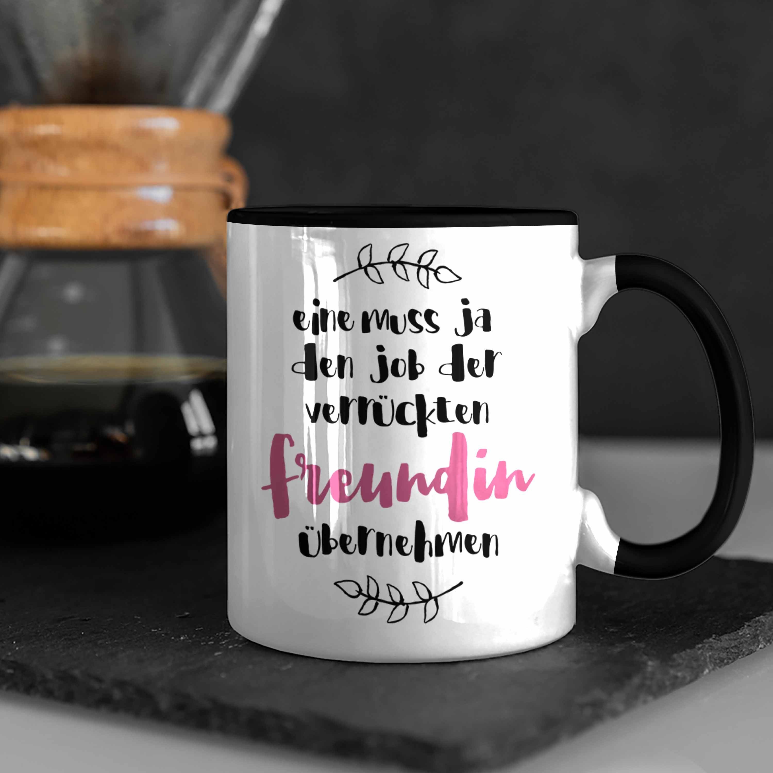 Verrückte Trendation Tasse Freundin Trendation Schwarz Lustiger Geschenk Spruch Familie Tasse -