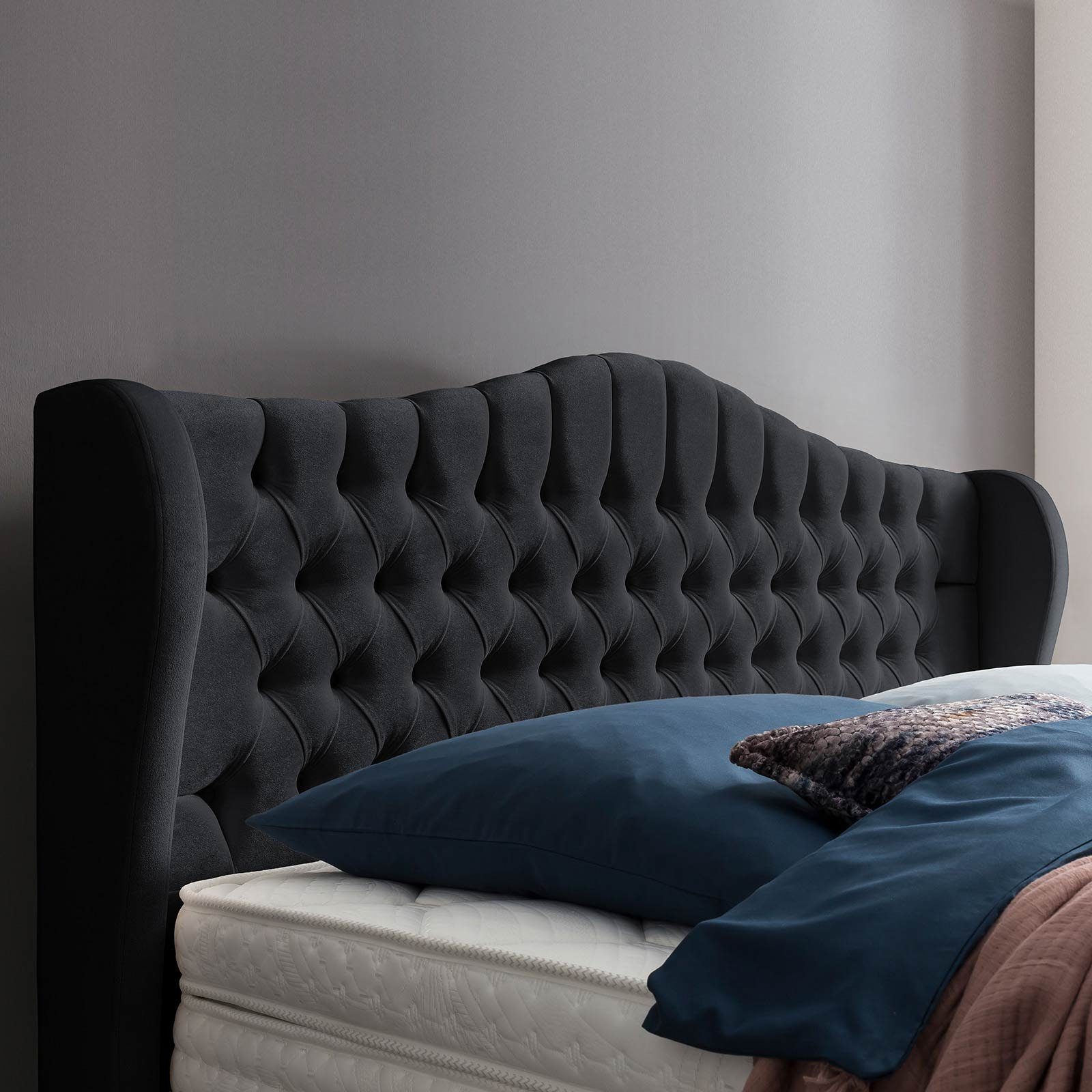 BettCo Boxspringbett Maison (in Schwarz Samt, günstig online kaufen