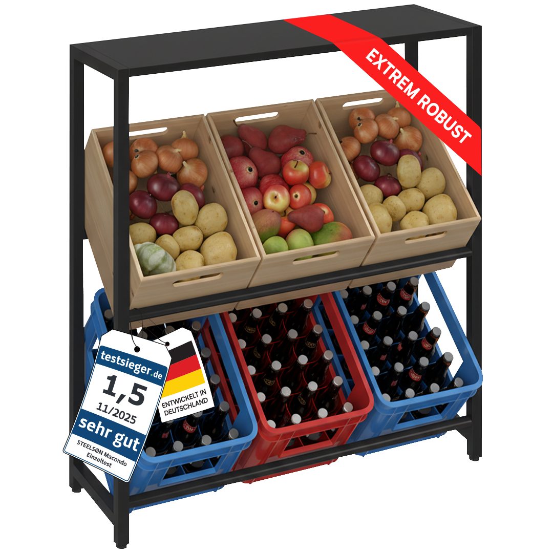 STEELSØN Flaschenregal Macondo mit Ablage, 6 Kisten, Getränkekistenregal au günstig online kaufen