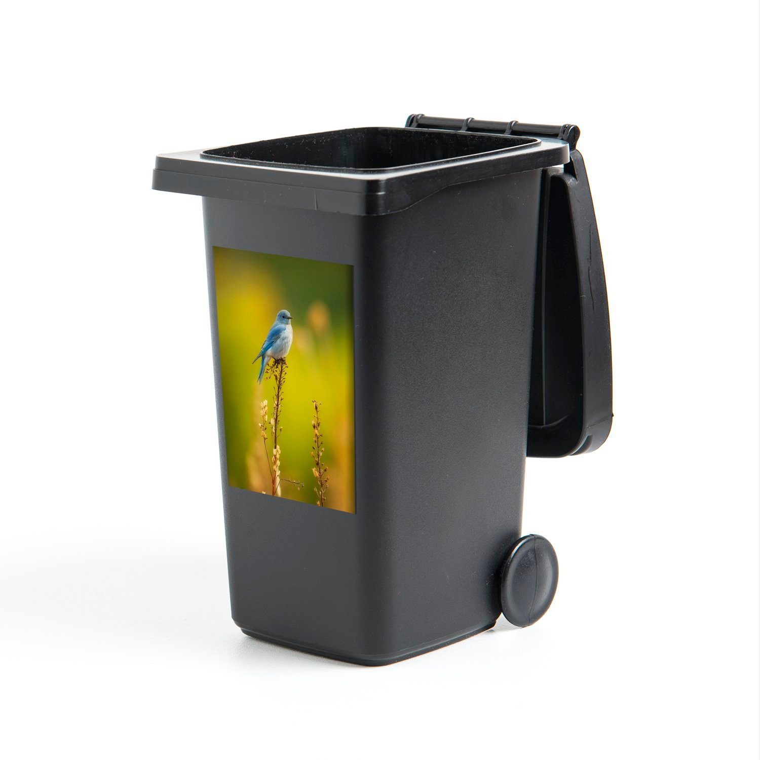 MuchoWow Wandsticker Vogel sitzt auf einer Distel (1 St), Mülleimer-aufkleber, Mülltonne, Sticker, Container, Abfalbehälter