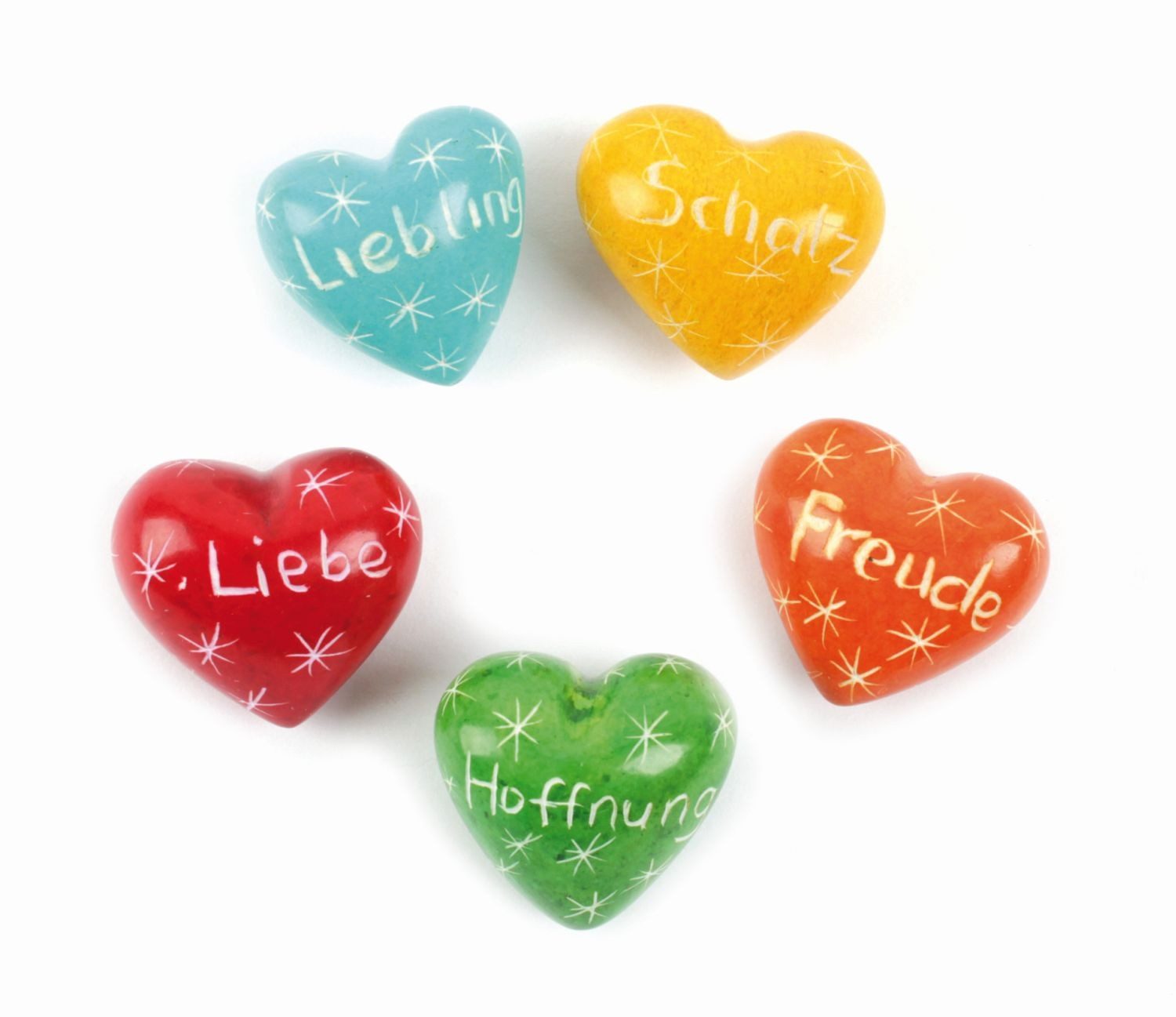 El Puente Dekoobjekt Deko-Herz "Nette Worte", 5er-Set, Handmade (5), Handmade