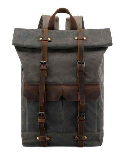 REDOM Laptoprucksack Rucksack Schulrucksack Lederrucksack Reiserucksack Schultertasche (Vintage Schultertasche Notebook Laptop Tasche Schule Uni Rucksack, Backpack mit Laptopfach, für bis 17,3-Zoll Laptop, luxuriös, Echtleder), für Herren Damen Jungen Teenager Freizeit Arbeit Business Reisen