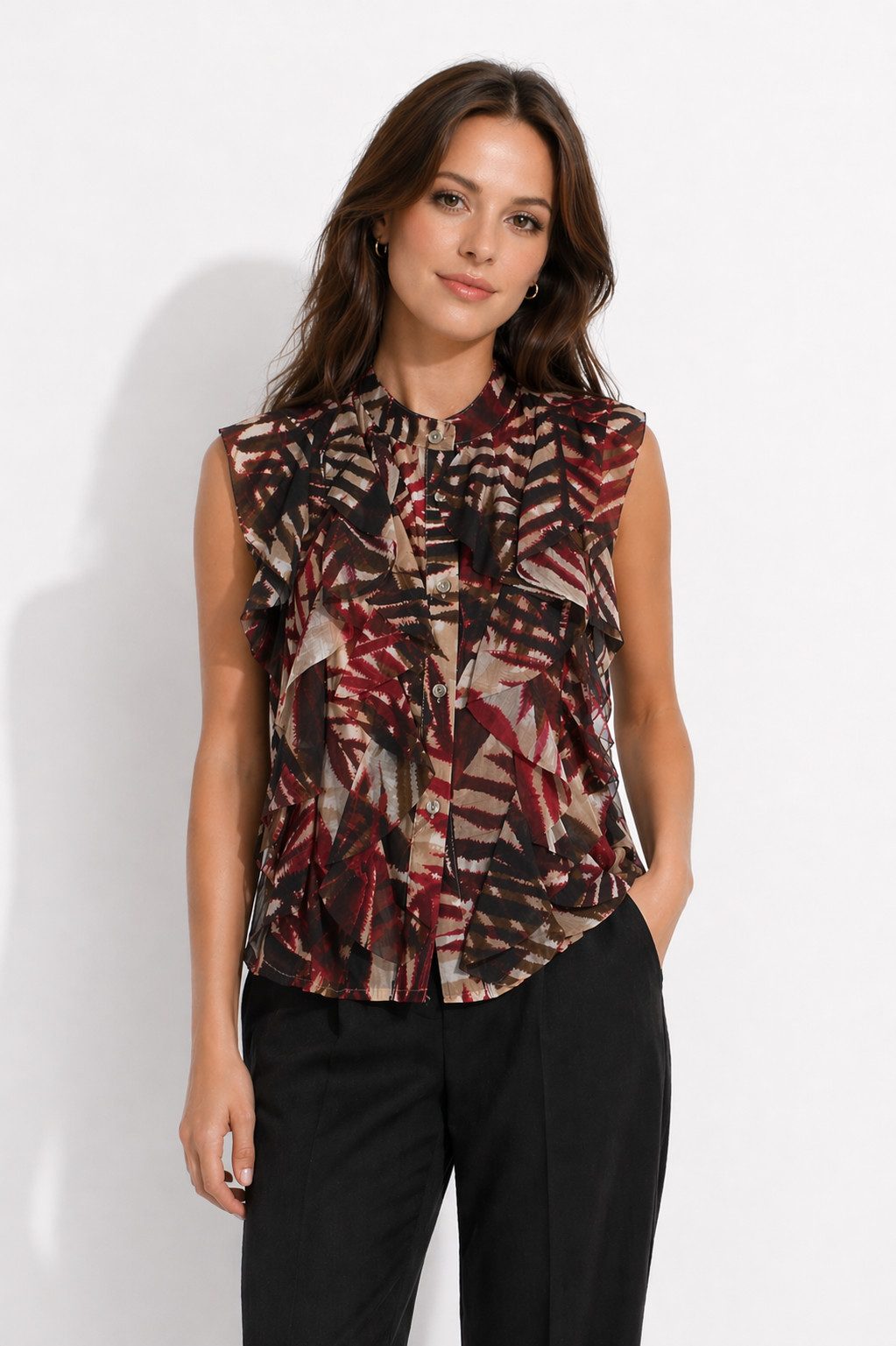 ITALY VIBES Kurzarmbluse - Bluse mit Rüschen - elegantes Blusentop Damen - Rüschenbluse ONE SIZE / passend für Größe XS - M