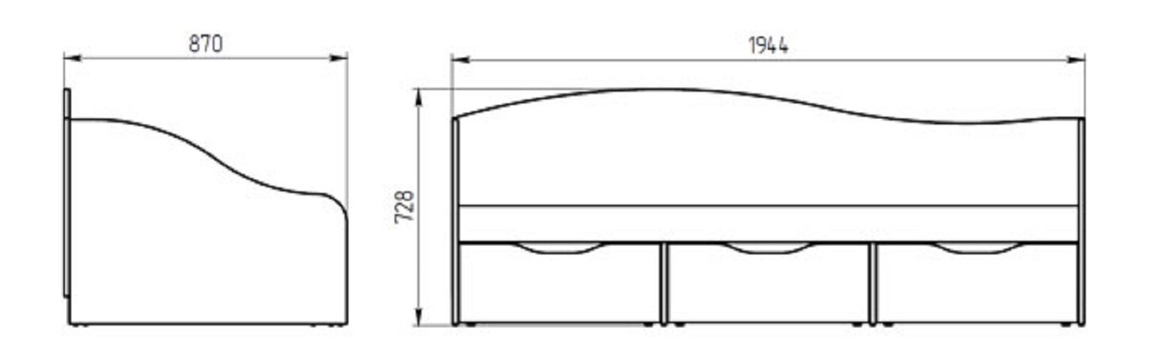 Feldmann-Wohnen Bett KOMBI, Liegefläche: 80 der cm, Cappuccino x Farbe in 190 