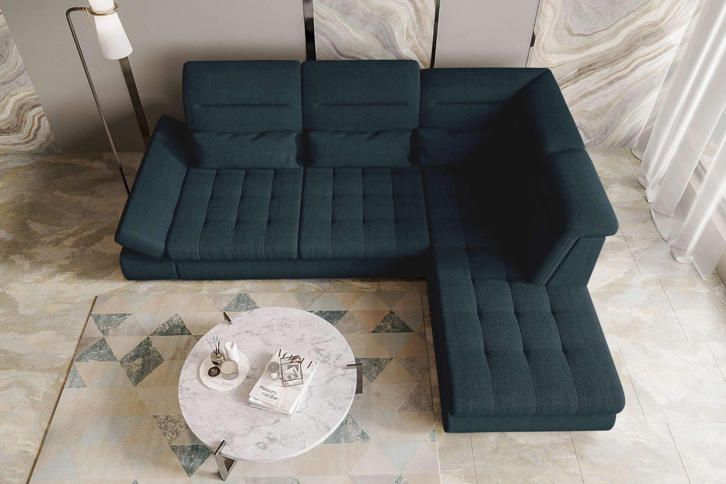 99rooms Ecksofa Toscana, Sofa L-Form, Eckcouch, Bettfunktion, Rundumbezug aus gepolstertem Velours VOGUE