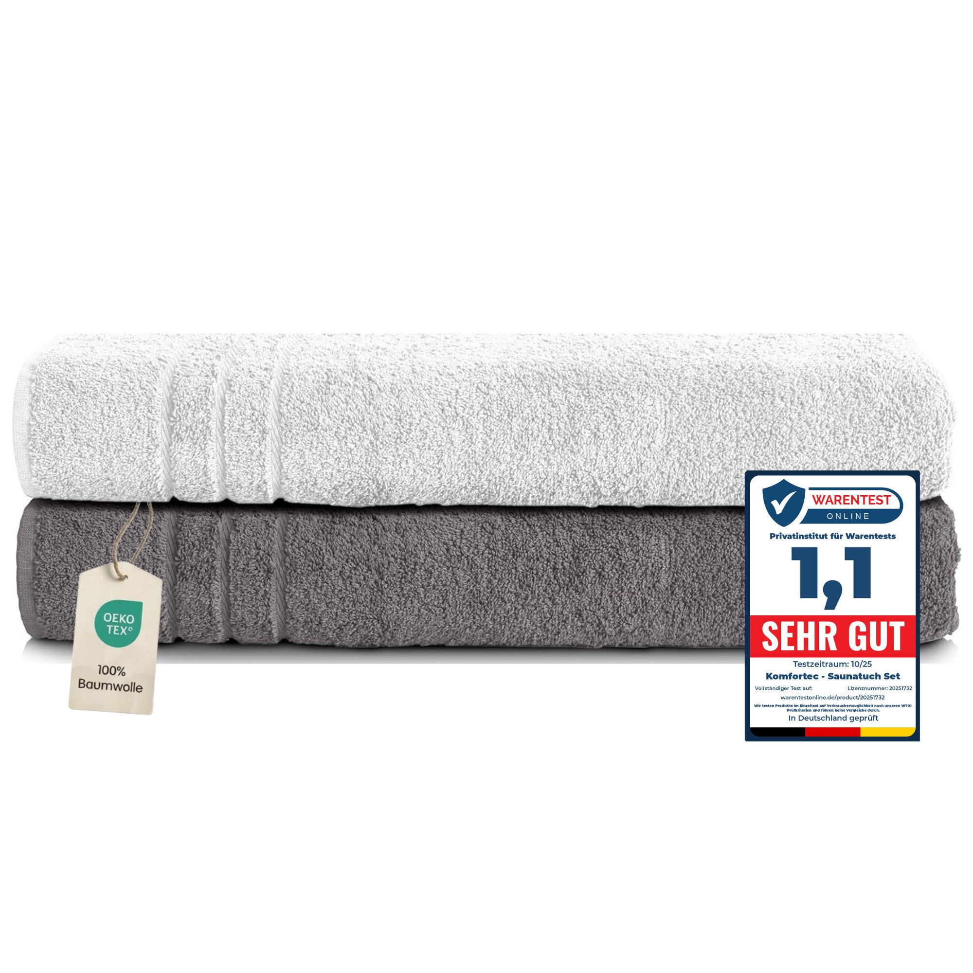 Komfortec Saunatuch Frotte aus 100% Baumwolle, Frottee (Packung, 2-St), 80x günstig online kaufen