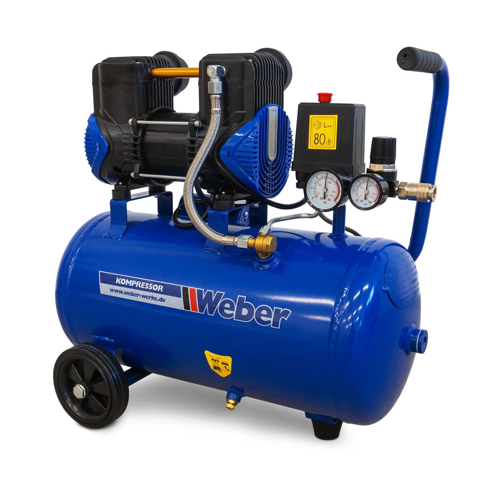 Weber GmbH Kompressor Flüster, 230 V 24 l Tank 8 bar, mobiler 2-Zylinder-We günstig online kaufen