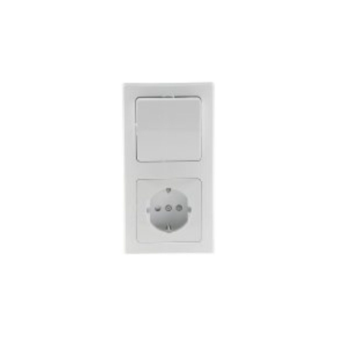 ChiliTec Schalter DELPHI Set Steckd+WS+Rahmen 250V~/ 16A, Klemmanschluss, weiß
