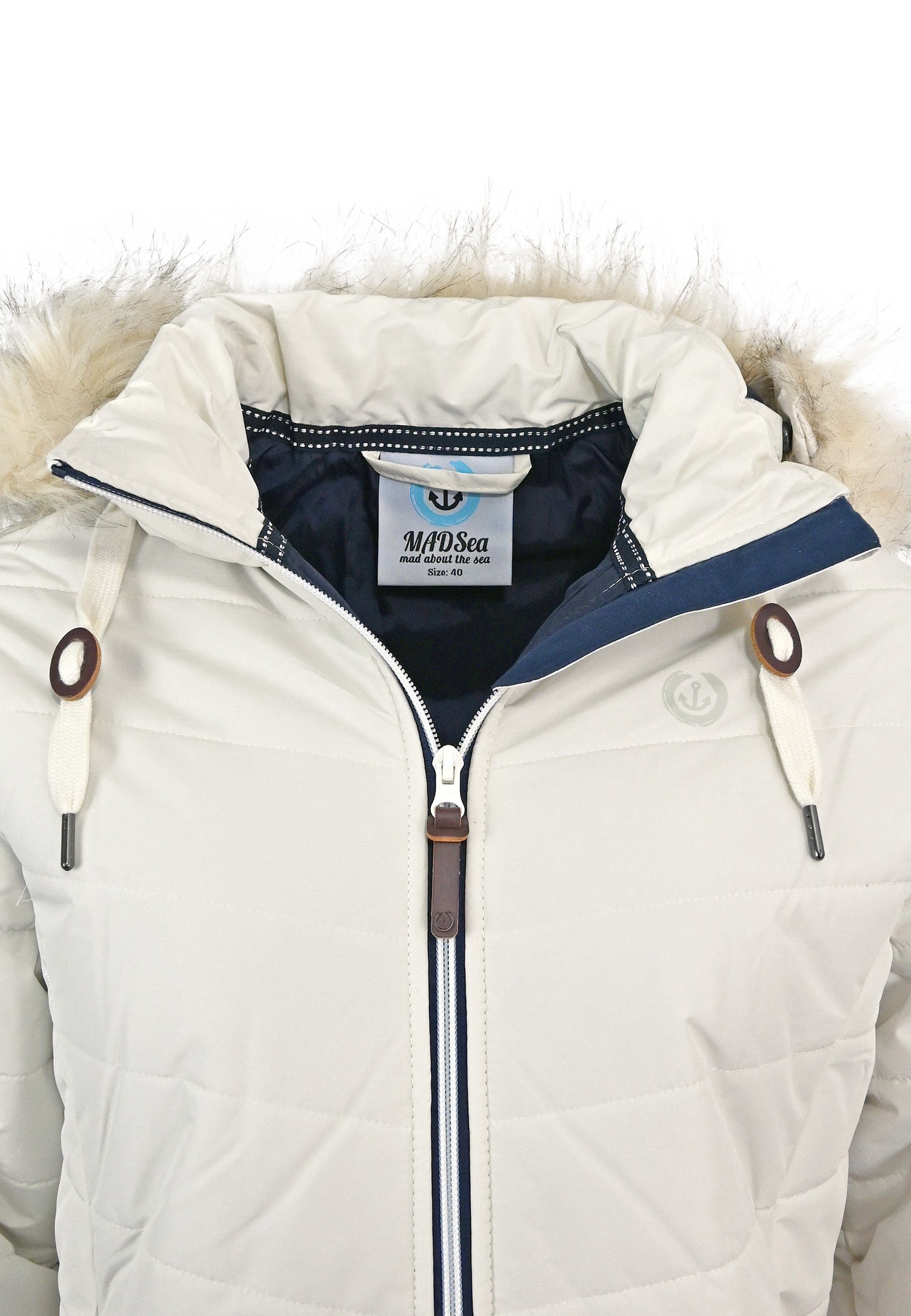 MADSea Winterjacke Steppmantel warm gefüttert mit Kapuze