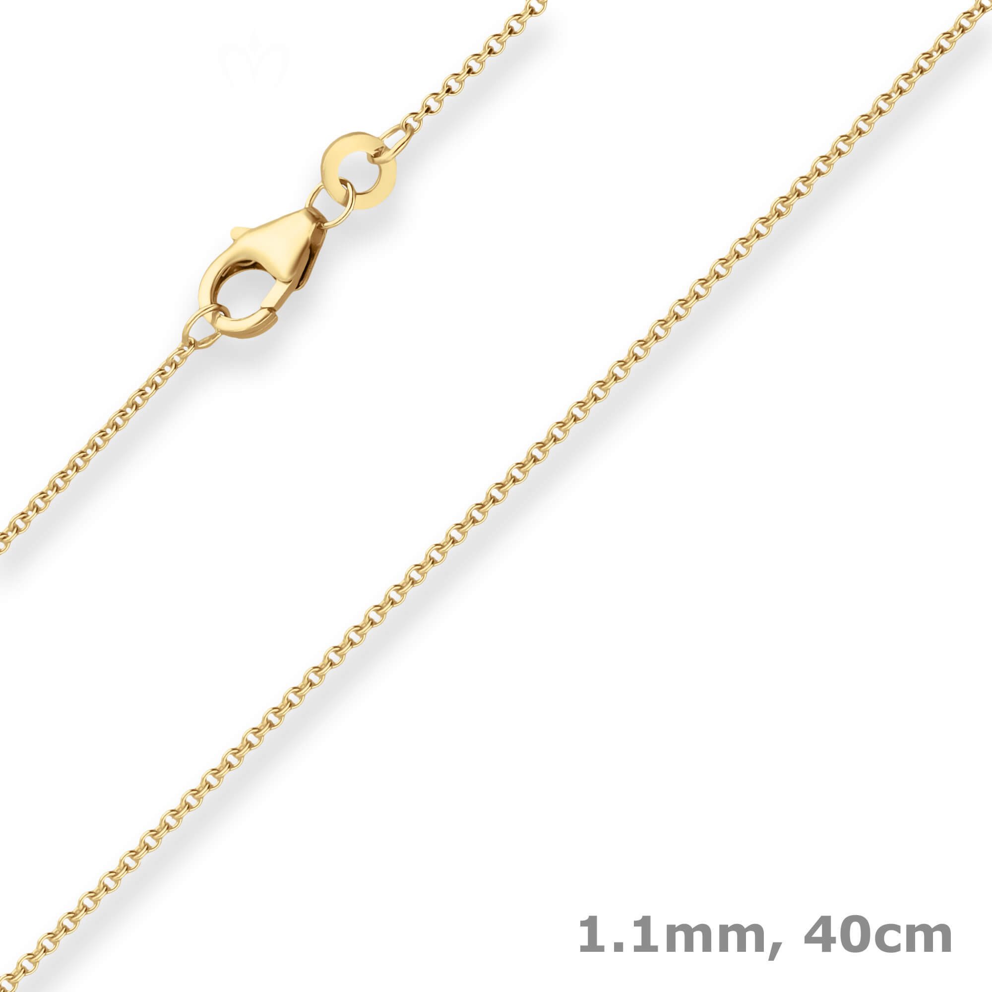 Goldkette 1,1mm Rund-Ankerkette aus 375 Gelbgold 40cm
