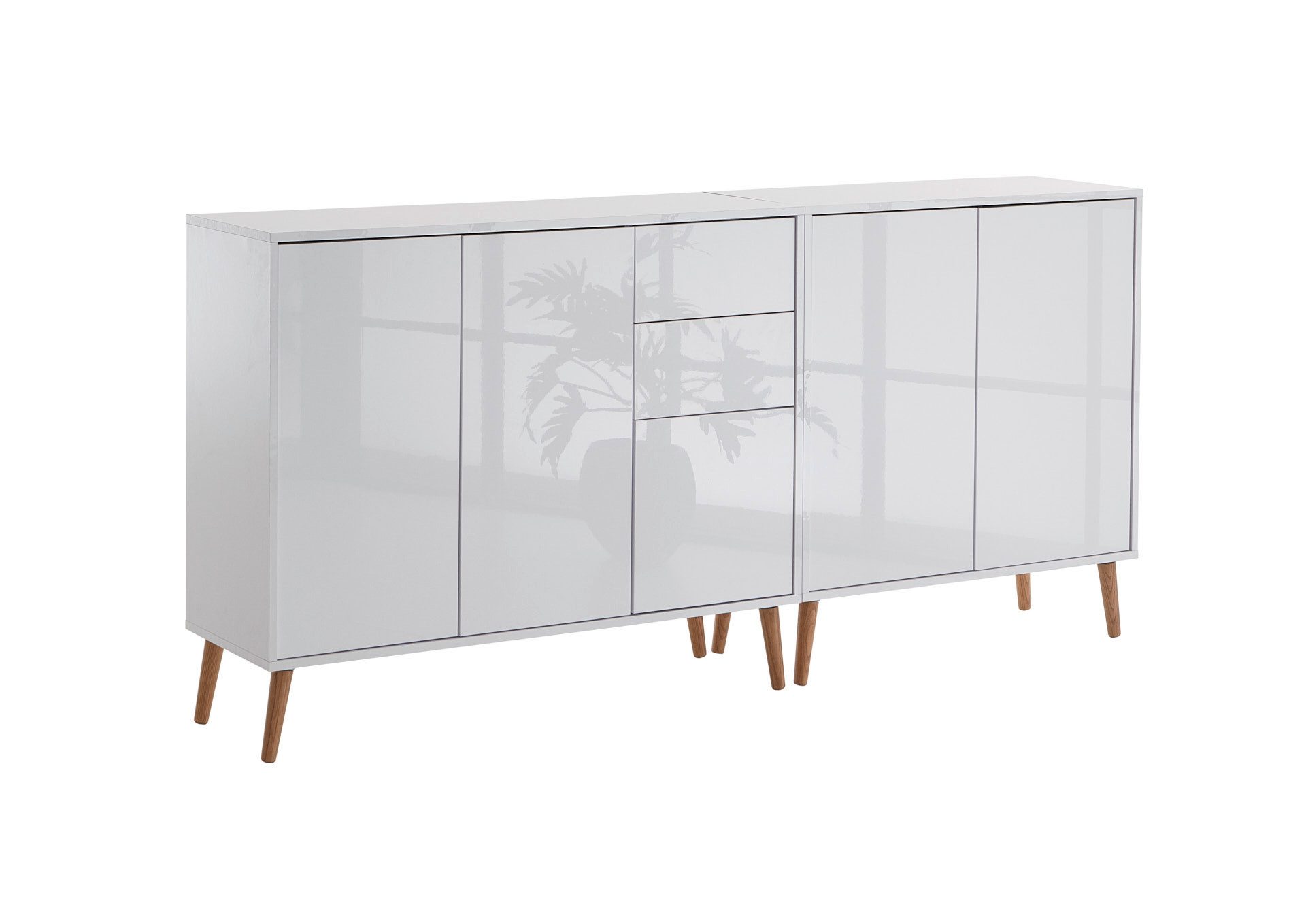 BMG Möbel Kommode Sideboard Mailand Set 10 in verschiedenen Ausführungen (2tlg), mit weiß lackierten Hochglanzfronten und Push-to-open-Funktion