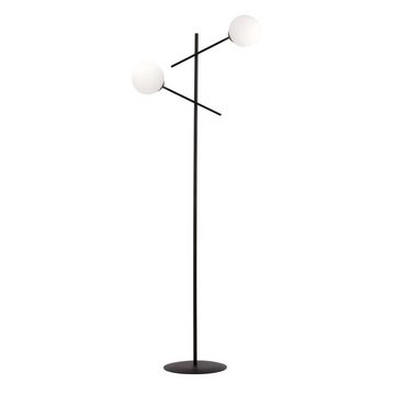 Licht-Erlebnisse Stehlampe MILAN, ohne Leuchtmittel, Glas Metall 150 cm Schwarz Weiß E14 2-flammig Kugel Schirm Modern