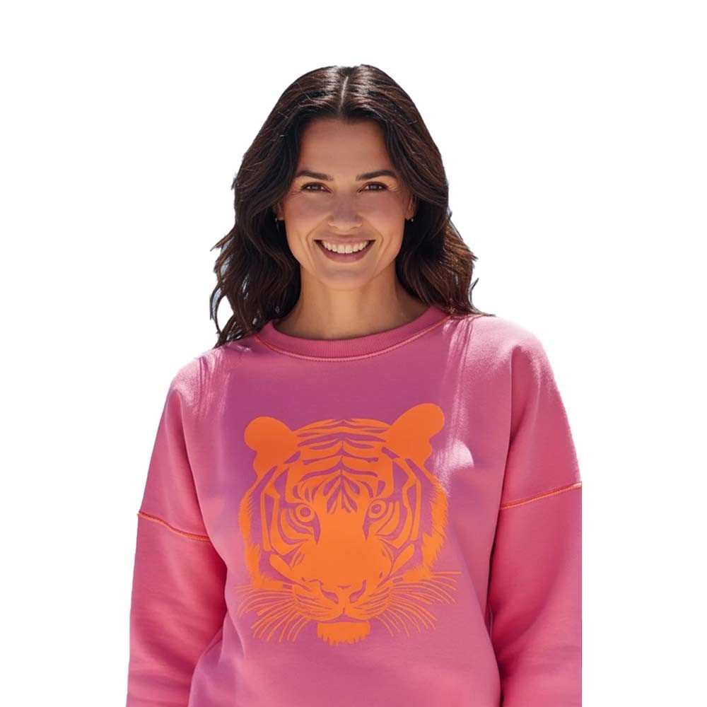 Miss Goodlife Sweatshirt Miss Goodlife MG13756 Sweatshirt „Tiger Take It Easy“ in Flashrose
