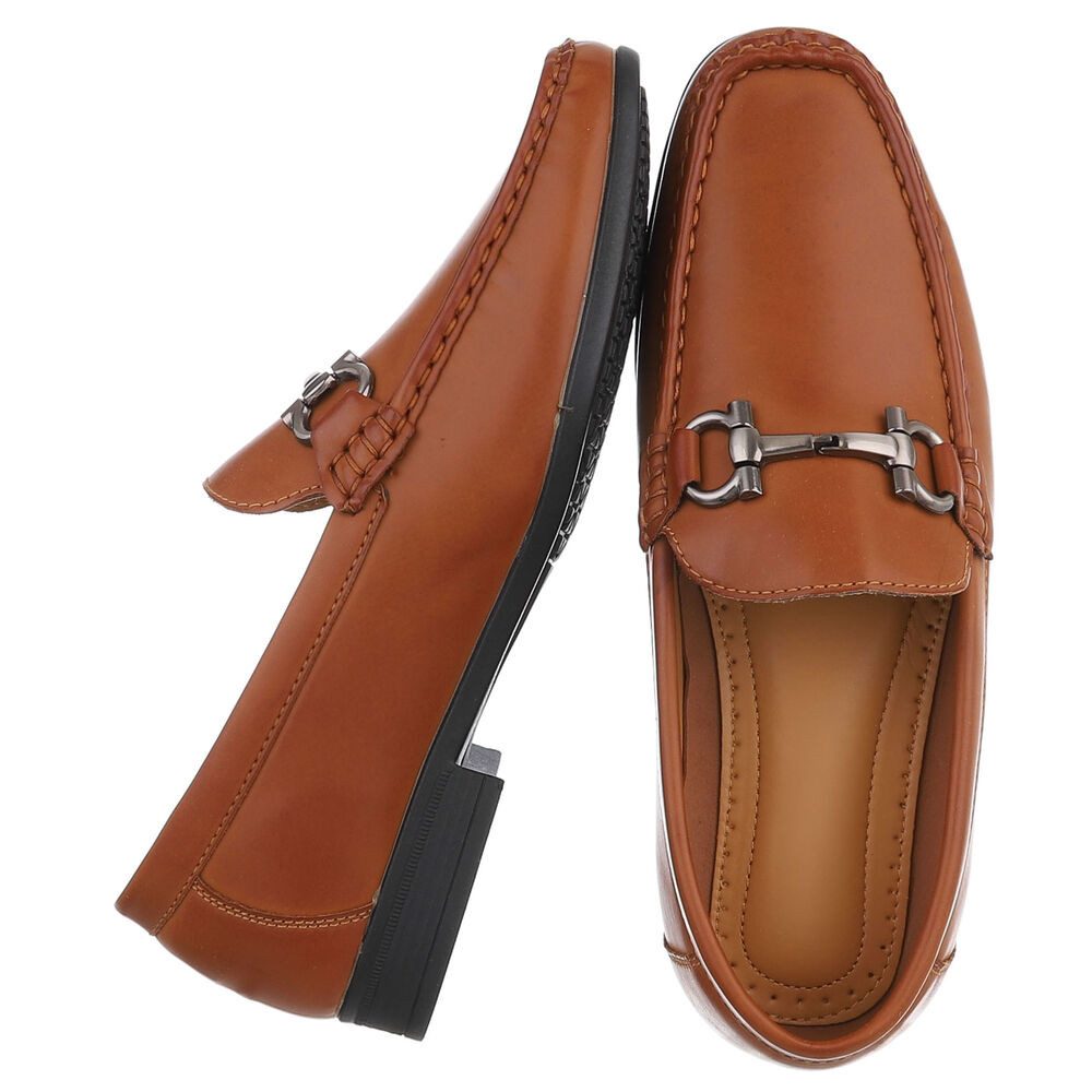 Coolwalk Herren Slipper Mocassin mit Schnalle für Alltag Slipper (91563804) Blockabsatz Slipper in Camel