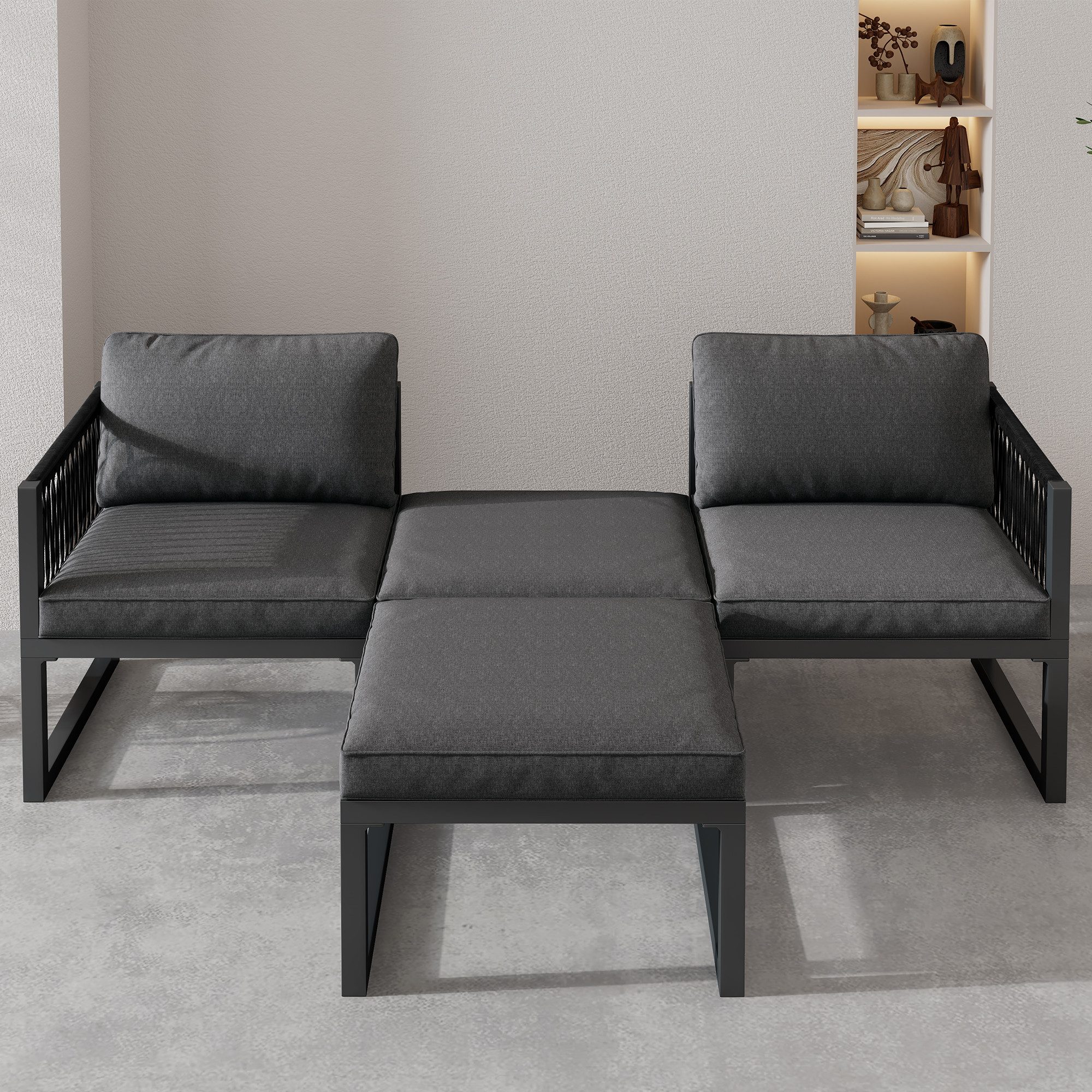 Merax Gartenlounge-Set Rope Seil Sitzgruppe, (Hocker günstig online kaufen