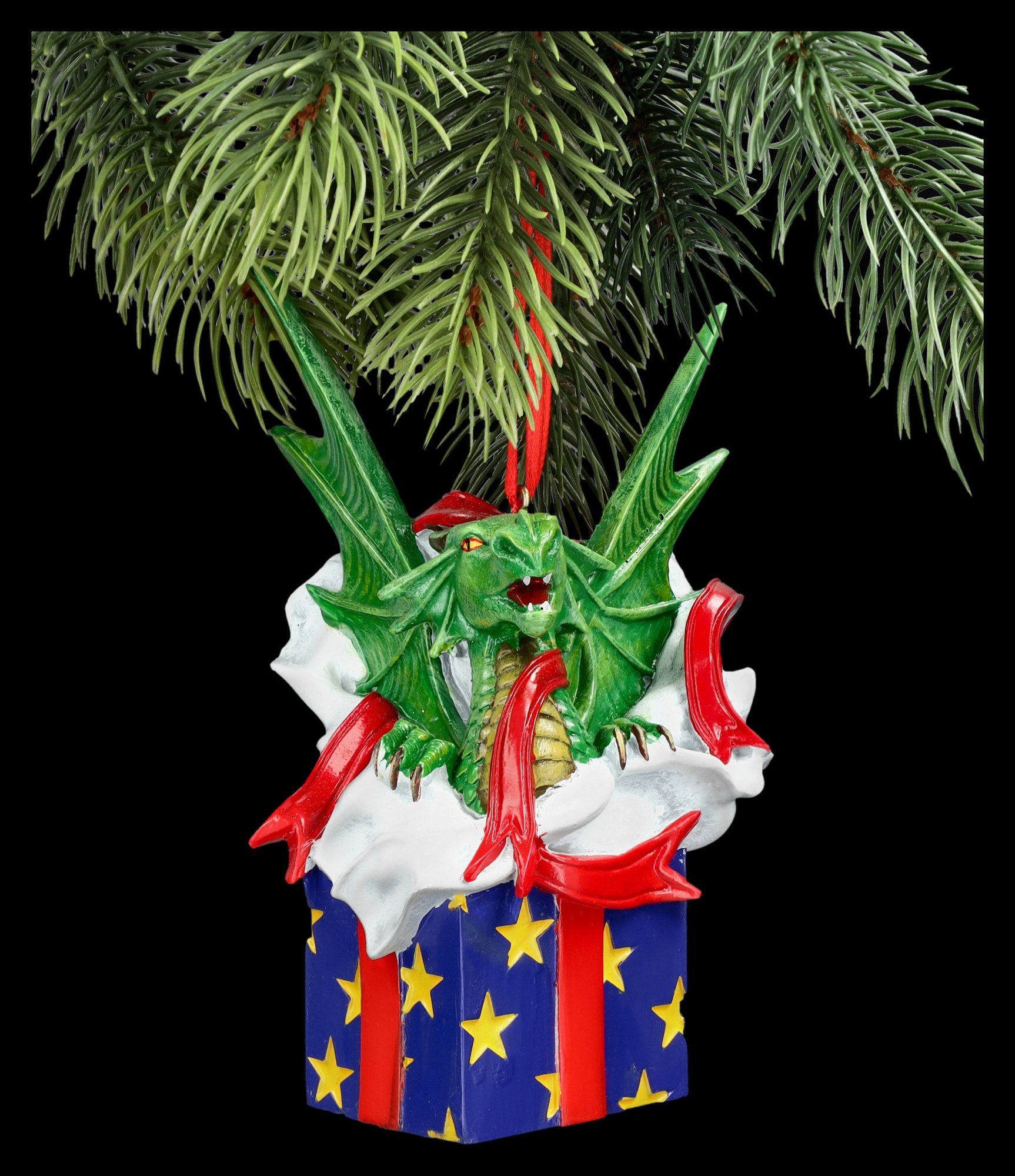 Figuren Shop GmbH Christbaumschmuck Christbaumschmuck Drache - Surprise Gift - Anne Stokes - Weihnachten (1-tlg)