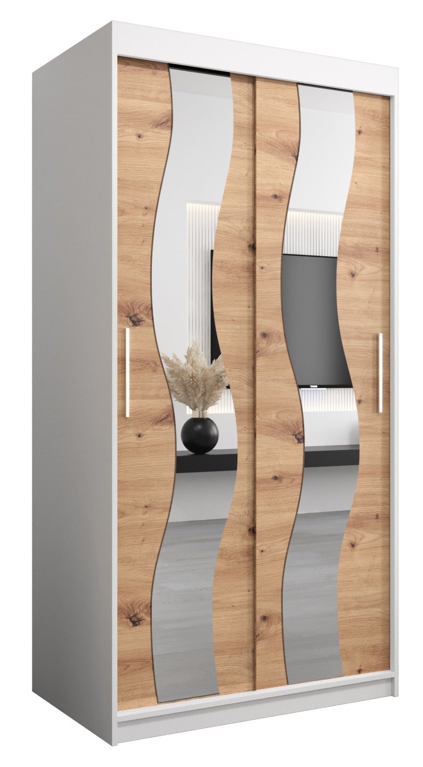 ABIKS MÖBEL Schwebetürenschrank SEWILLA Schlafzimmerschrank - mit Spiegel, Kleiderstange und Regalen