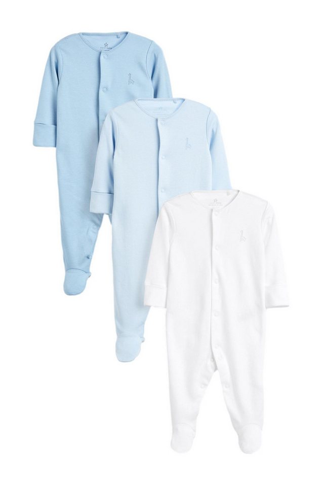 Next Schlafoverall Babyschlafanzüge aus Baumwolle im 3er-Pack (3-tlg)