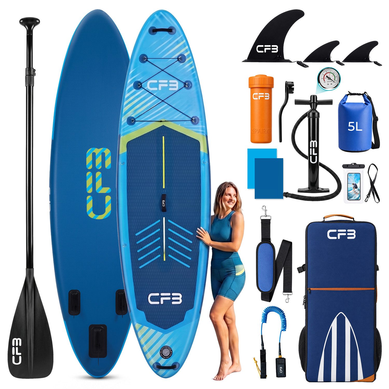SUP-Board Set 320x84x15 cm extra breit, 160 kg Traglast