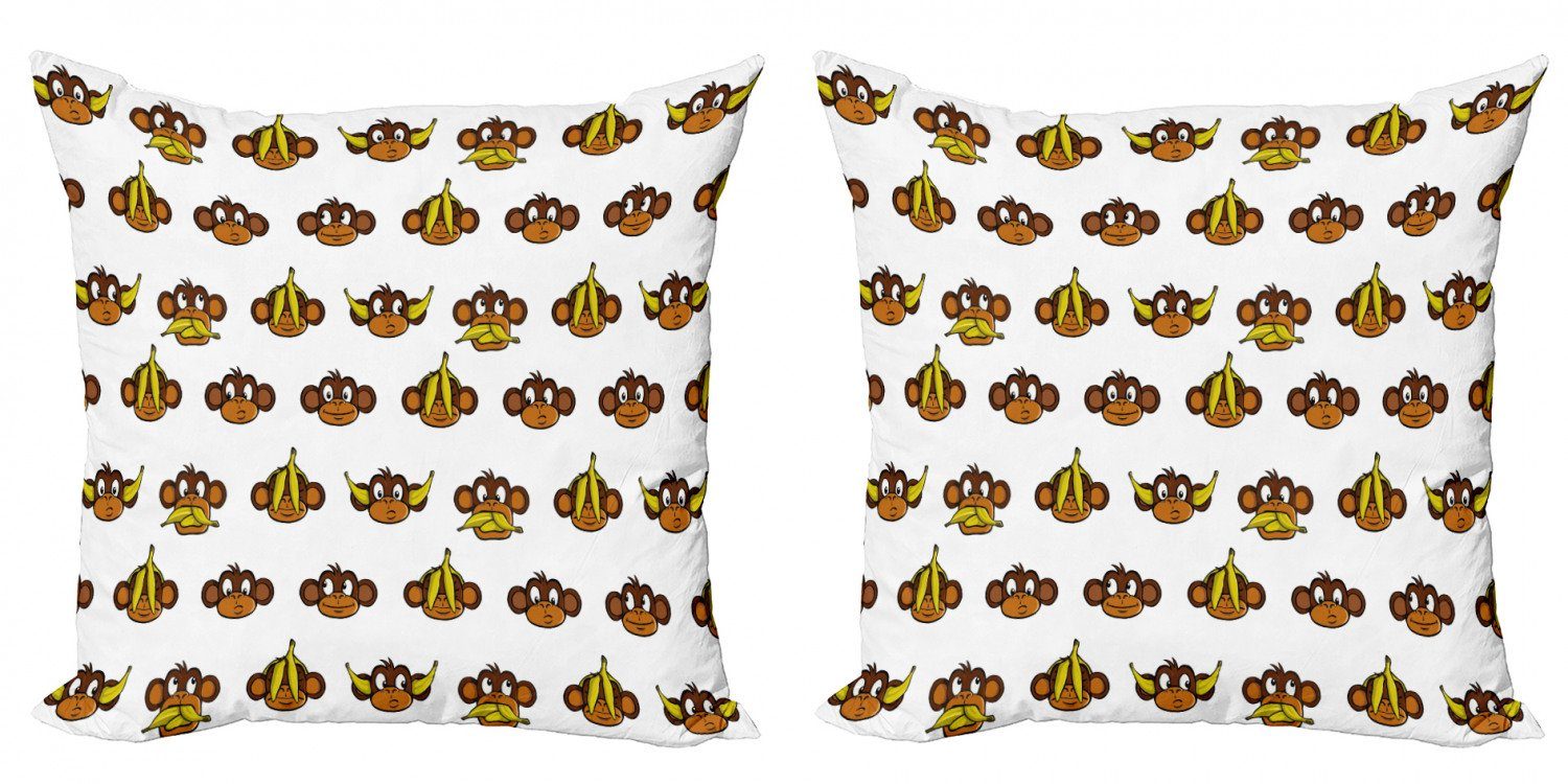 Kissenbezüge Modern Accent Doppelseitiger Kindergarten Affen (2 Digitaldruck, Lustige Abakuhaus Bananen Stück)