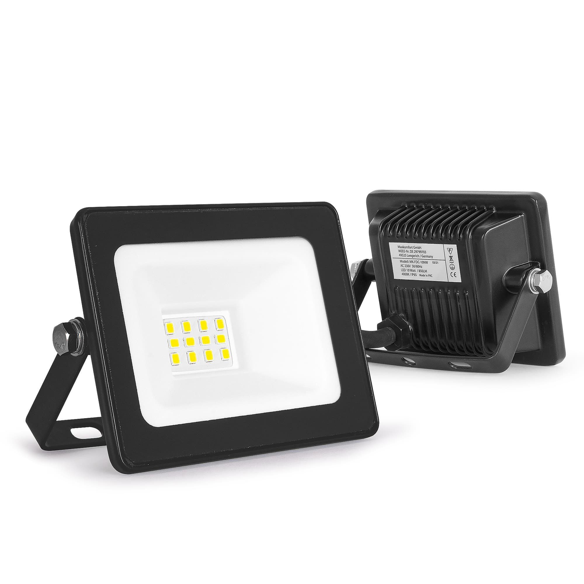 Flutlichtstrahler schwenkbar, fest flach Maxkomfort Scheinwerfer, Baustrahler, Tageslichtweiß, Strahler, Fluter, Neutralweiß, IP65, Neutralweiß, FDC LED Fluter, 4000K, 4000K, integriert, LED,