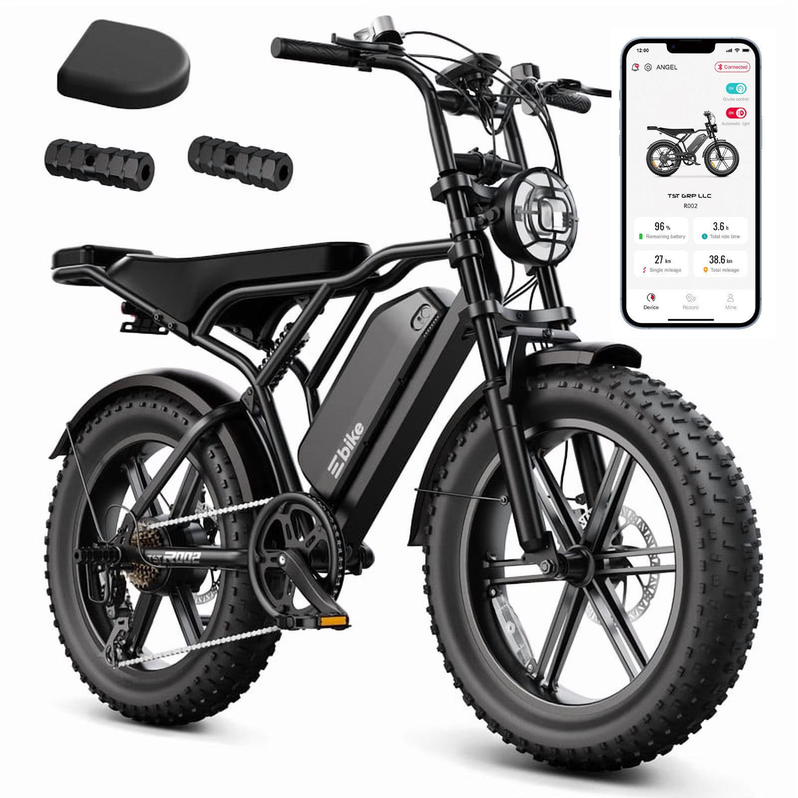 SISIGAD E-Bike Mountainbike 20'' Fat Tire 250W Motor, 48V 15Ah, herausnehmbarem Akku, fatbike, APP, Shimano, Heckmotor, 720 Wh, 7-Gang-Schaltung, 4 Fahrmodi, LCD-Display,Vollfederung,leistungsstark