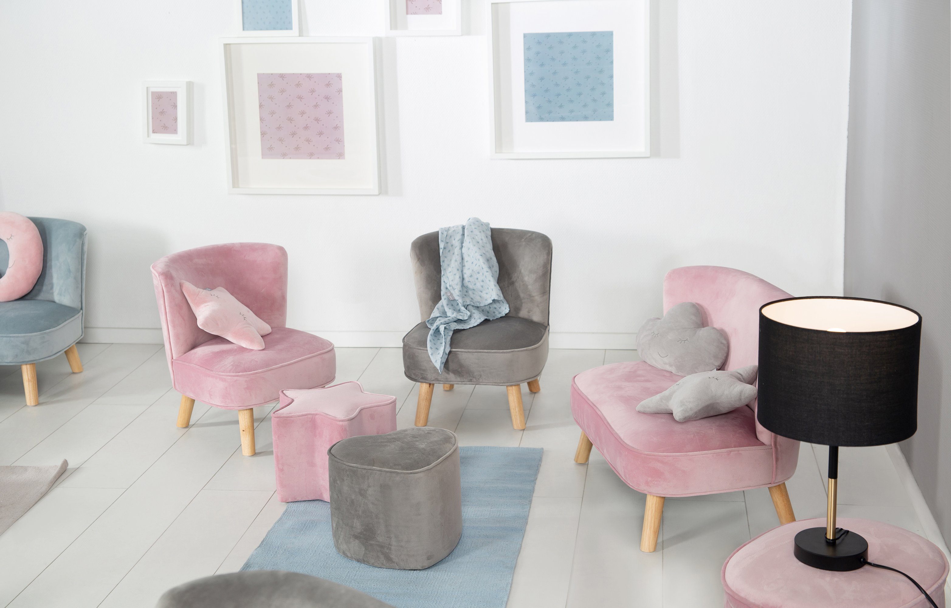 roba® Sessel Lil Sofa, mit rosa/mauve Holzfüßen