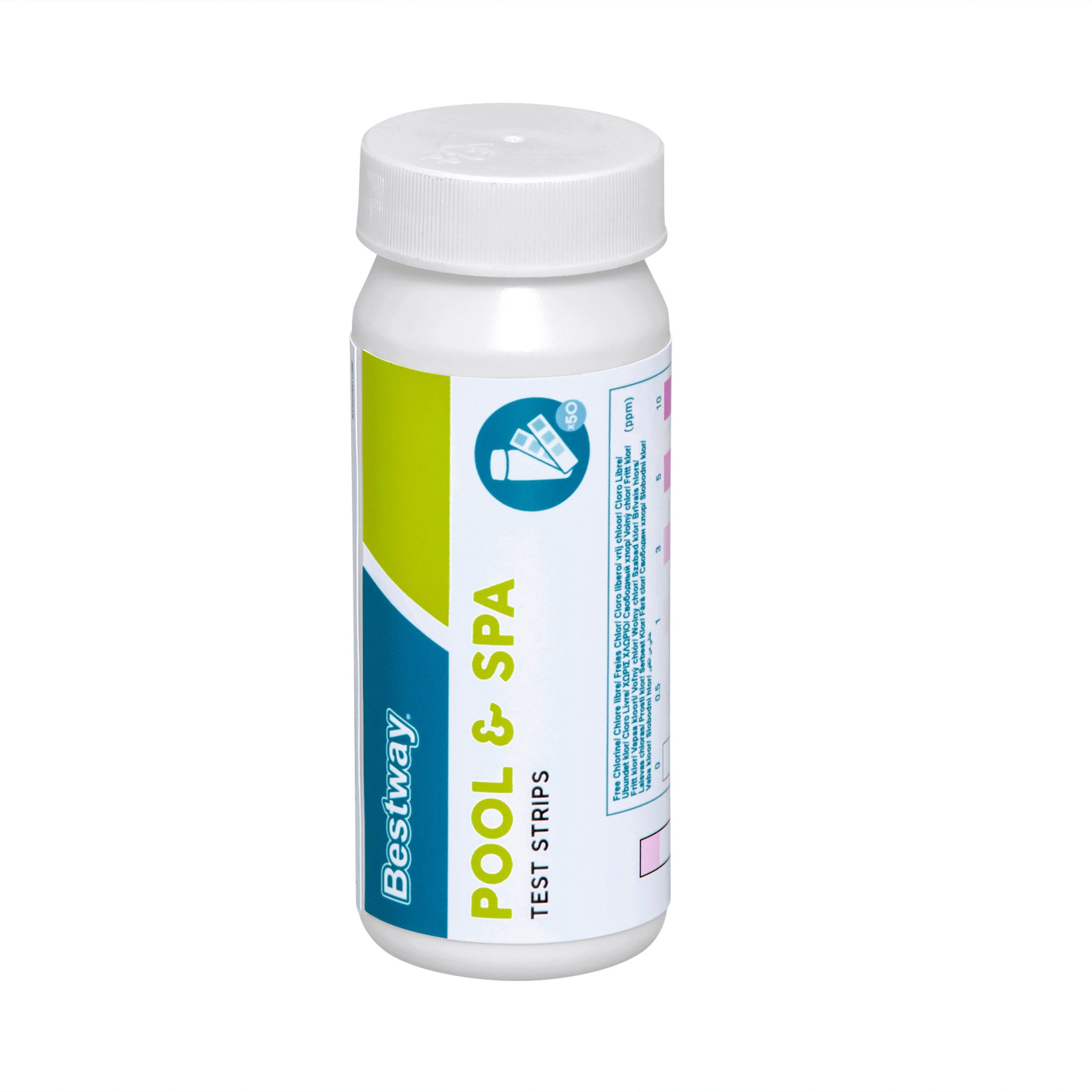 Bestway Pool-Wassertest Teststreifen 3-in-1 für Pool und Spa 50 Stück, zum einfachen Überprüfen des Chemikaliengehalts