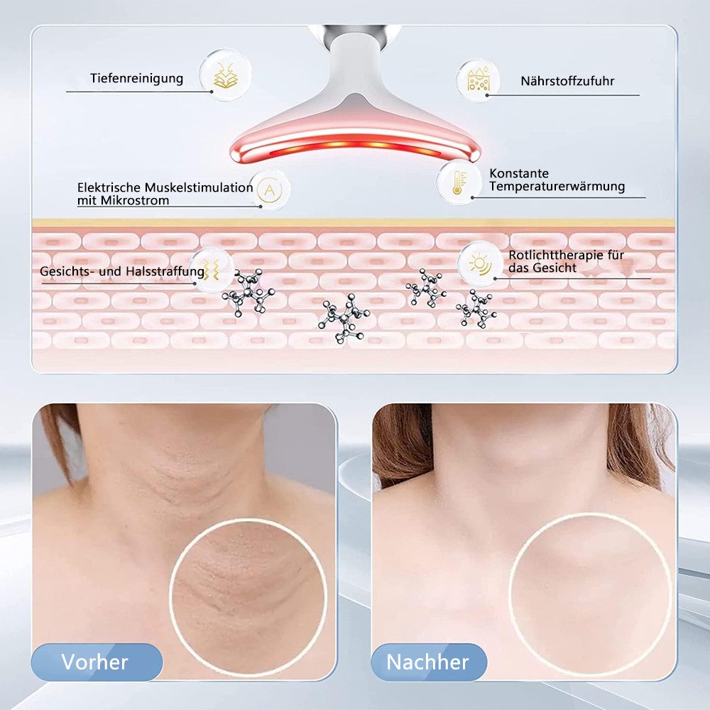 TUWENA Gesichtsmassagegerät 7 Farben LED Licht EMS Gua Sha Elektrisch, Elektrisches Massagegerät – Bild 4 von 5