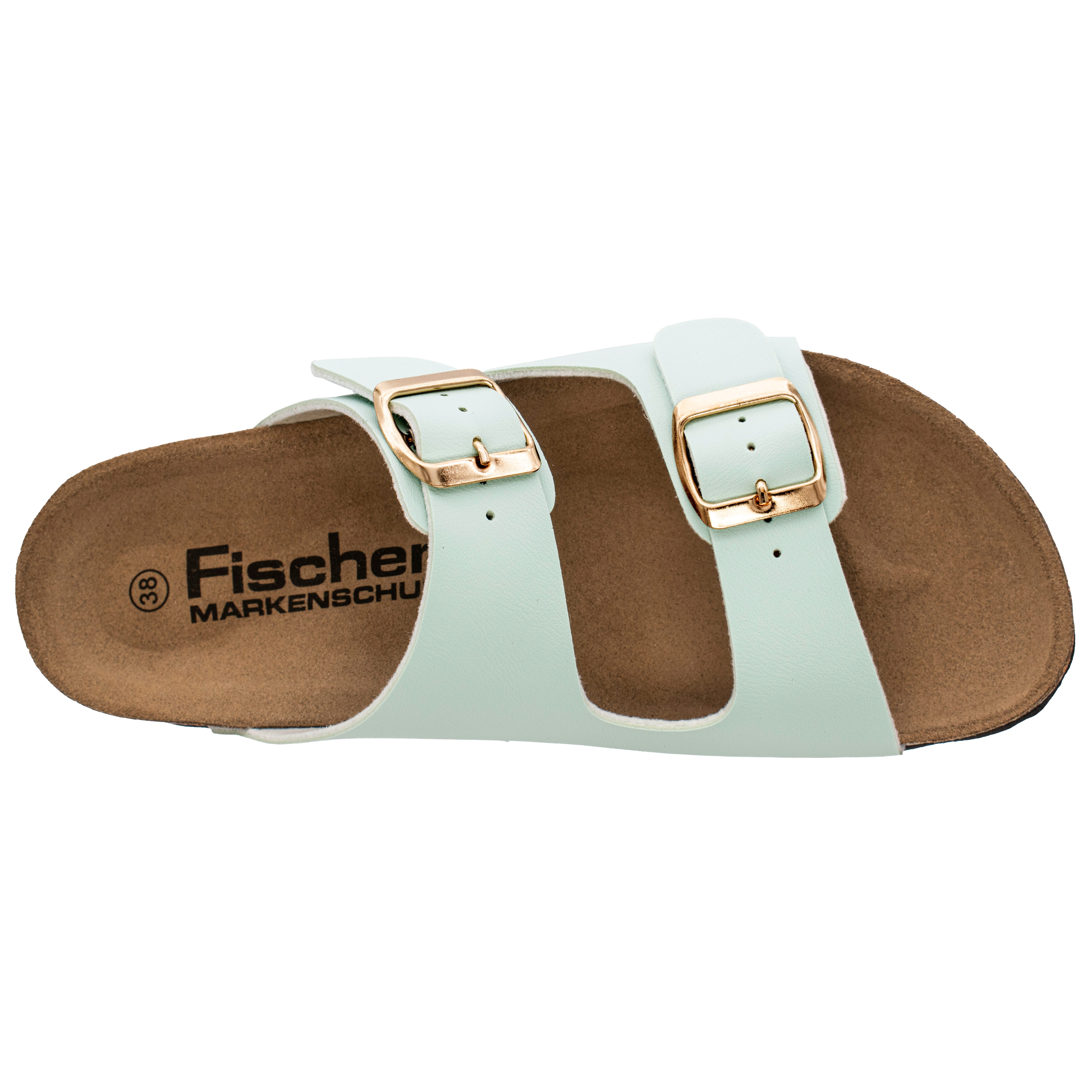 Fischer-Markenschuh Ella Pantolette aus Vegano, mit Fleecefutter, ergonomisch geformtes Lederfußbett