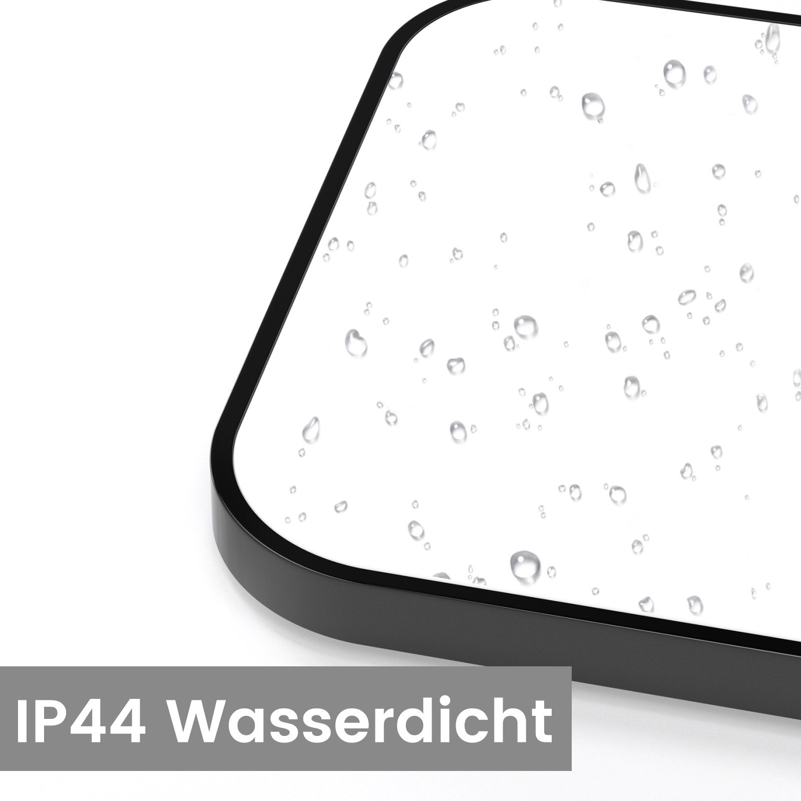 19W, Flur, Esszimmer, Schlafzimmer 27cm Küche, Badezimmer Schwarz Nettlife Wasserdicht, Wohnzimmer, LED Neutralweiß, LED Flach integriert, für fest Deckenleuchte IP44