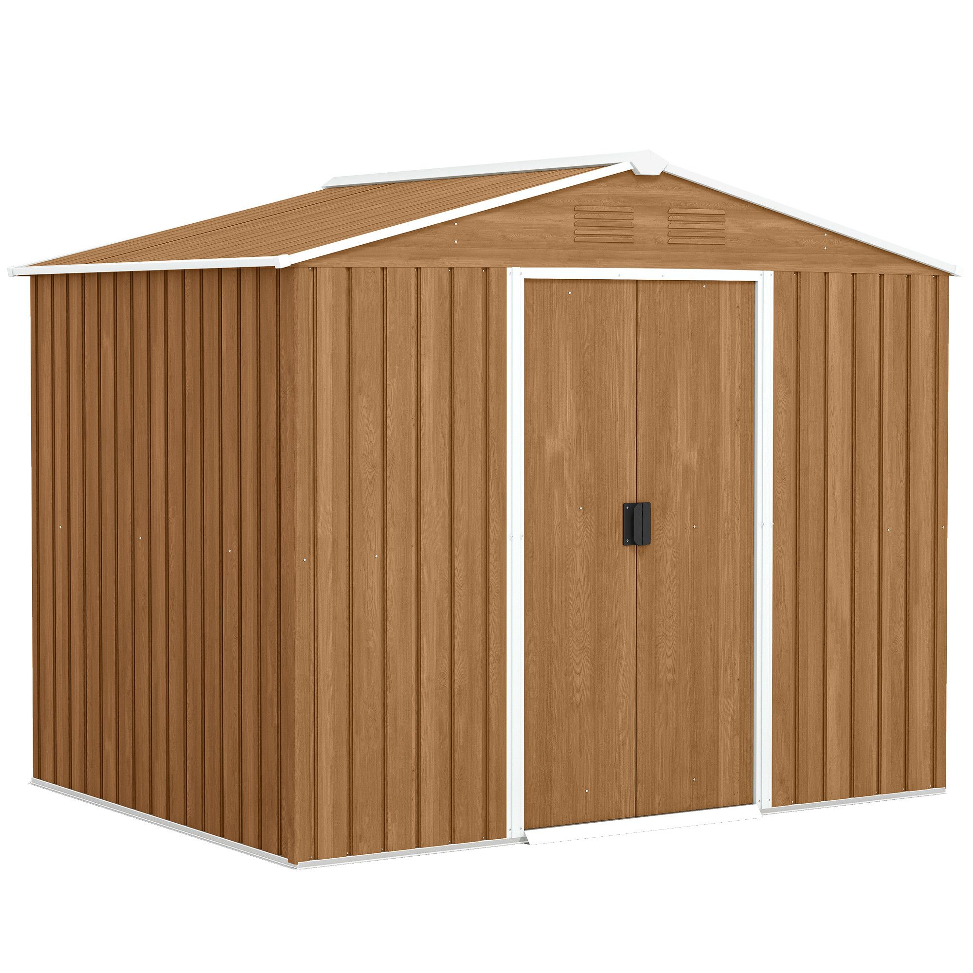 MC Star Gartenhaus Gartenhaus aus Stahlblech mit Schiebetüren, 236 x 174 x 190 cm, Braun