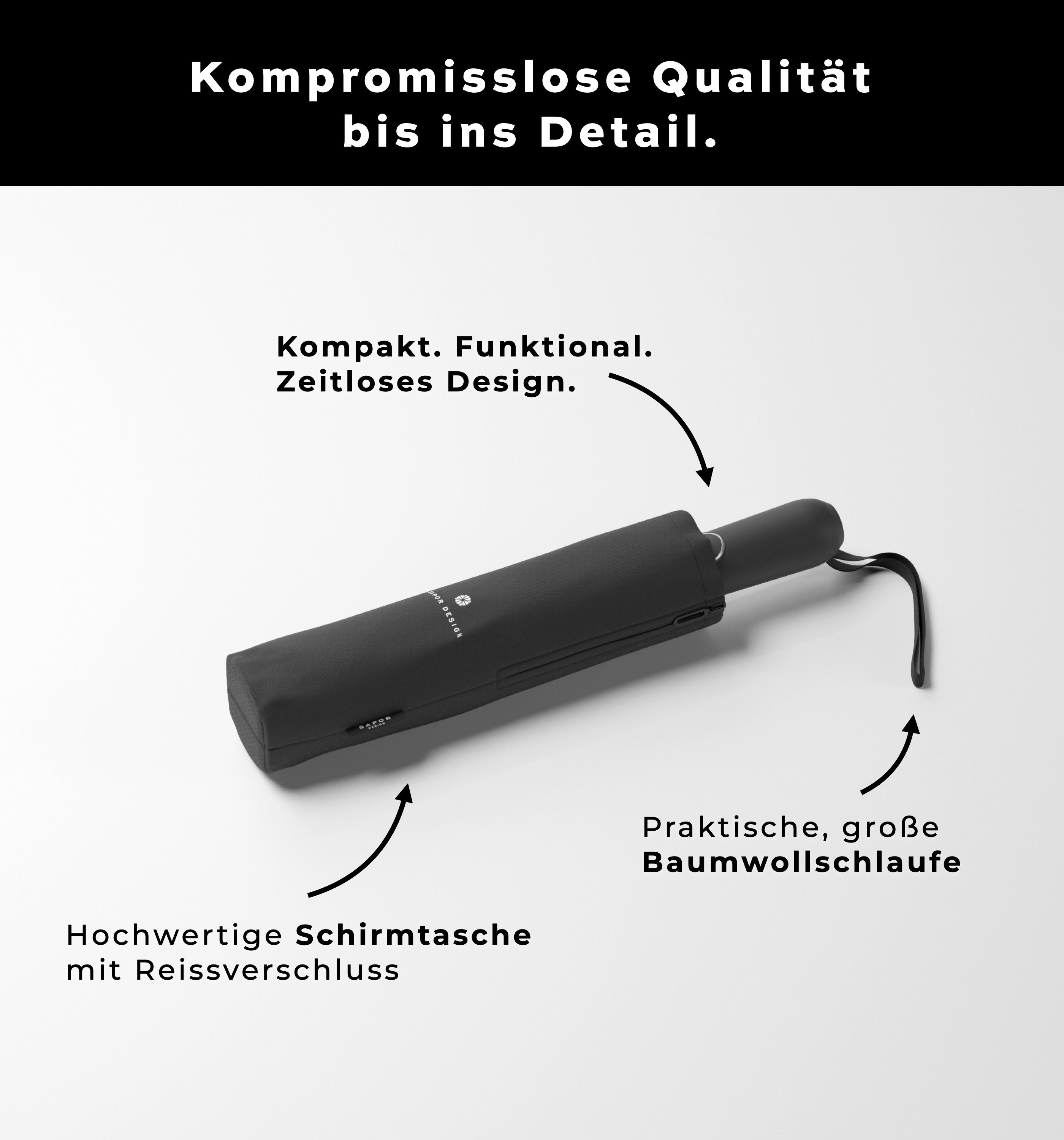Sapor Design Taschenregenschirm ESSENTIAL, sturmfest, Anti-Bruch günstig online kaufen