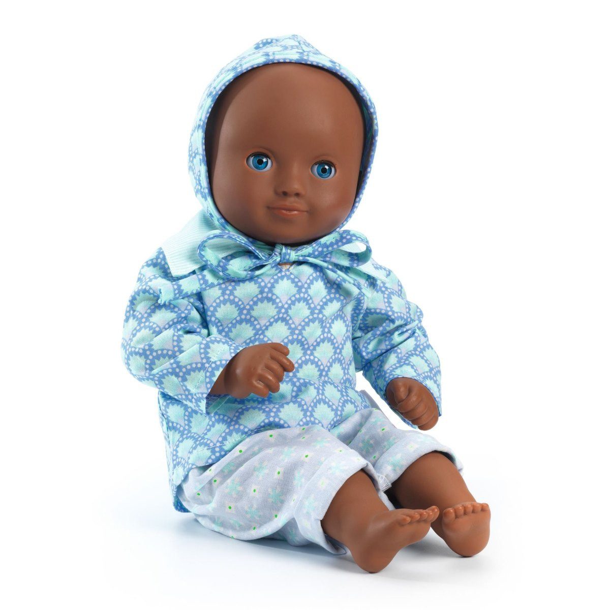 Babypuppe POMEA Puppe Wasabi 32cm weicher Körper Schlafaugen Kleidung Petit Pan