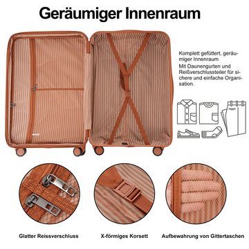 Flieks Hartschalen-Trolley, 4 Rollen, Handgepäck Koffer Reise Trolley Gepäck, erweiterbar, TSA-Schloss