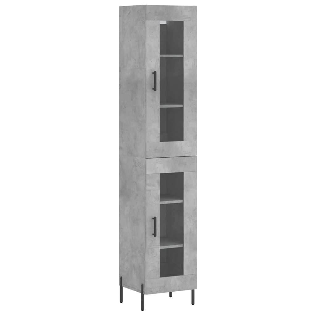 vidaXL Highboard Highboard Betongrau 34,5x34x180 cm Holzwerkstoff (1 St)