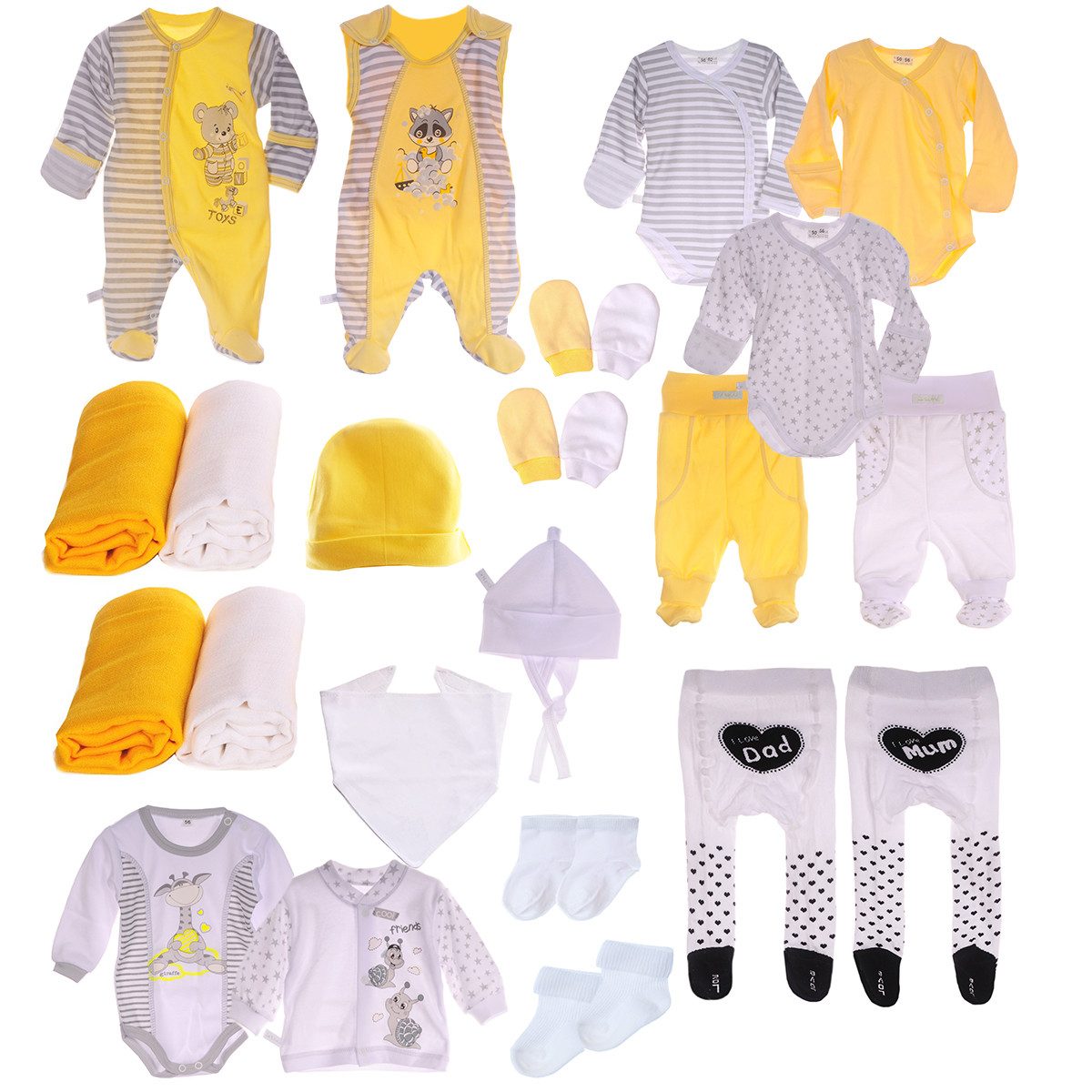 Erstausstattungspaket Baby Set 22 Teile Body Hose Strampler Strumpfhosen Shirt Socken