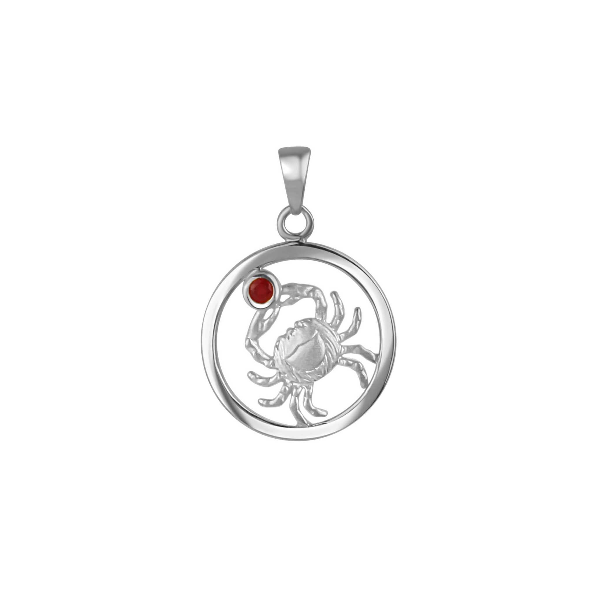 Vivance Kettenanhänger 925/- Sterling Silber rhodiniert Sternzeichen Krebs Monatsstein