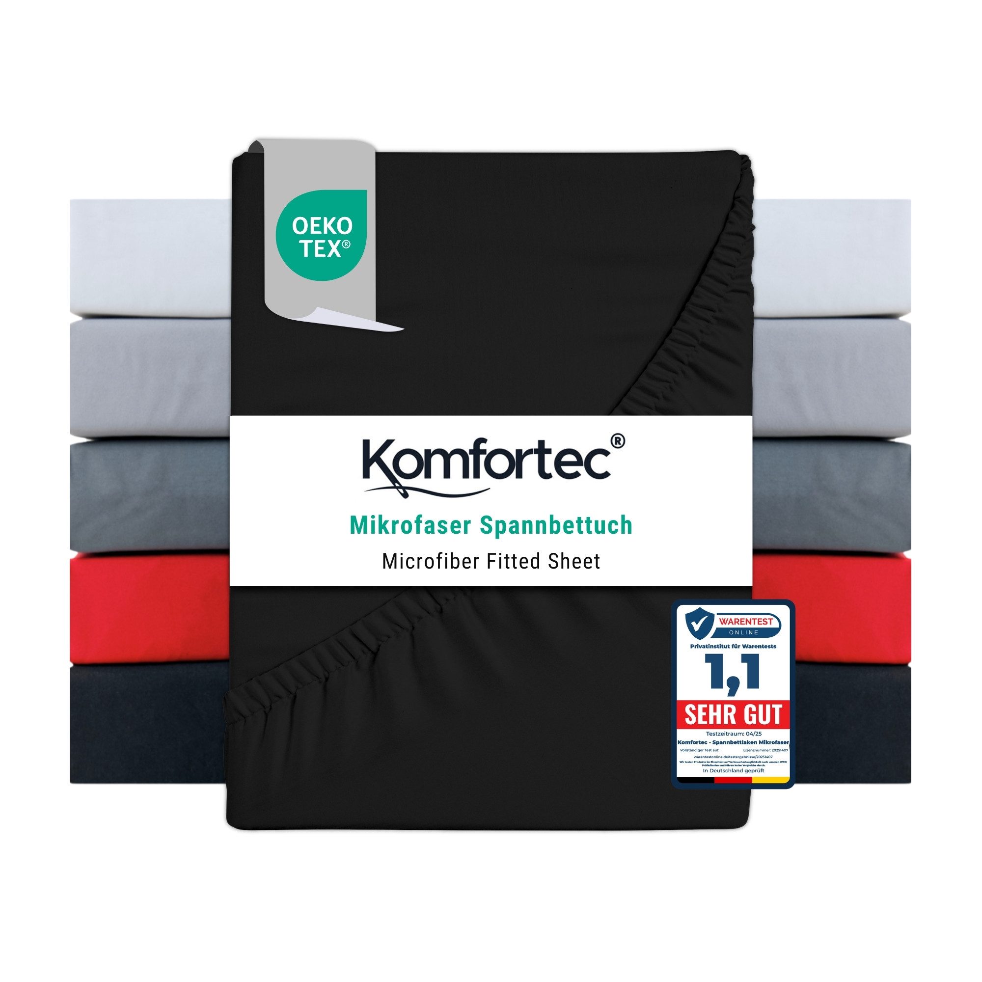 Komfortec Натяжные простыни Boxspringbett bis 15cm - 30cm Matratzenhöhe, Mikrofaser, Gummizug: Rundum, (1 Stück), 140x200 cm, Schwarz