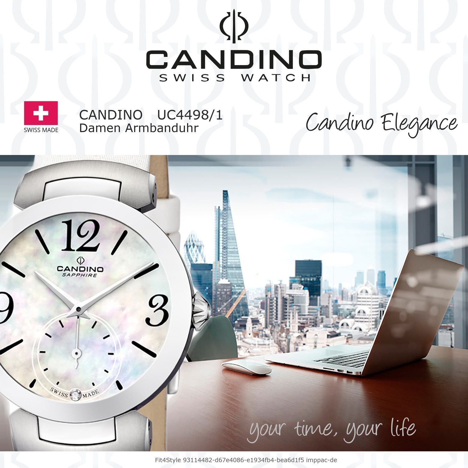 Damen weiß, C4498/1, Candino Armbanduhr Candino Quarzuhr Lederarmband Analog Elegant rund, Quarzuhr Damen